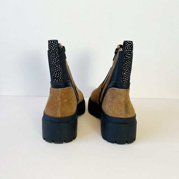 Lucky Brand Eabile Bootie Leather Lug Sole Boots Cognac & Black Women’s Size 8.5 - Picture 6 of 11